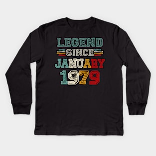 44 Years Old Legend Since January 1979 44th Birthday Kids Long Sleeve T-Shirt